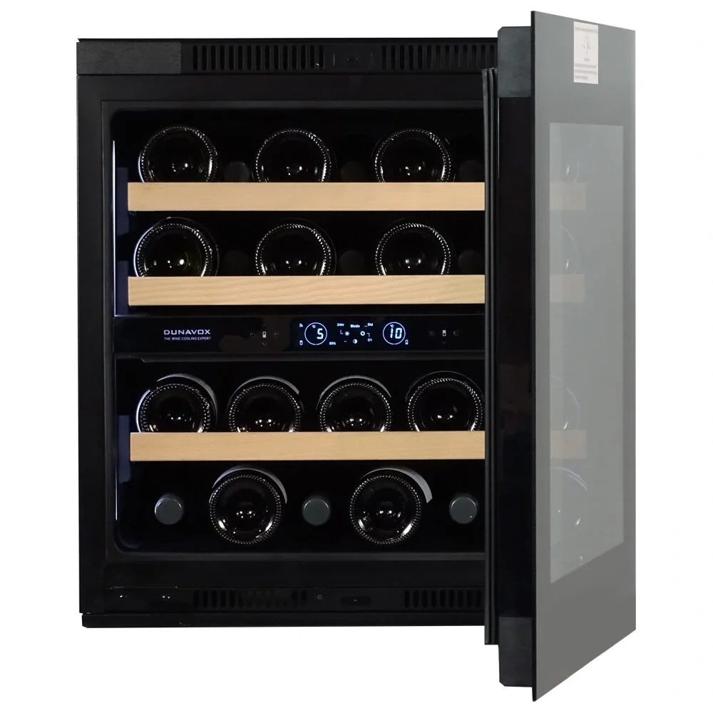 Vitrină de vin încorporabilă Dunavox DVH-25.65DB.TO Horizon, 2 zone, 25 sticle, 59,5 cm, clasa F, negru [4]