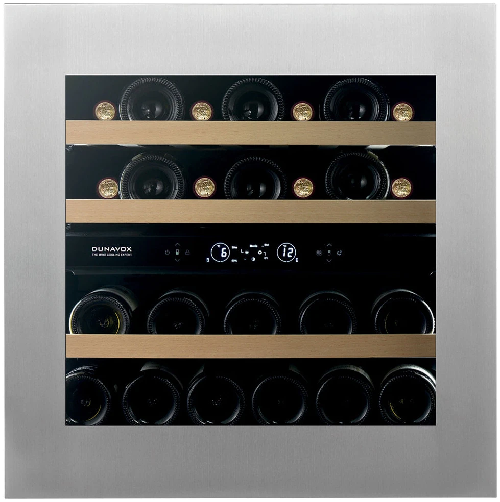 Vitrină de vin încorporabilă Dunavox DVH-25.65DSS.TO Horizon, 2 zone, 25 sticle, 59,5 cm, clasa F, inox [2]