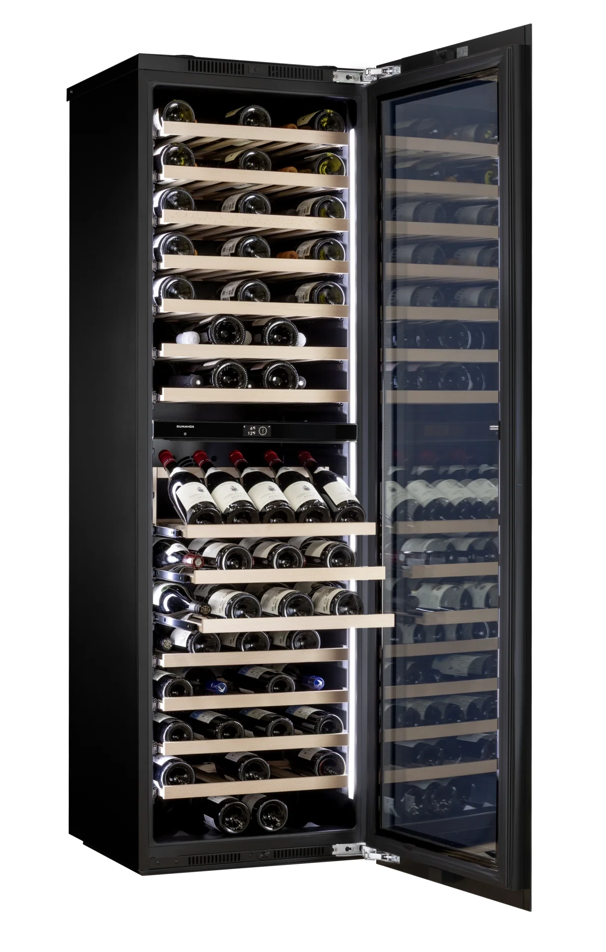Vitrină de vin încorporabilă Dunavox DVN-109.291DOP.TO Noble, 2 zone, 109 sticle, 178,4 cm, clasa G, pentru panou de mobilier [8]