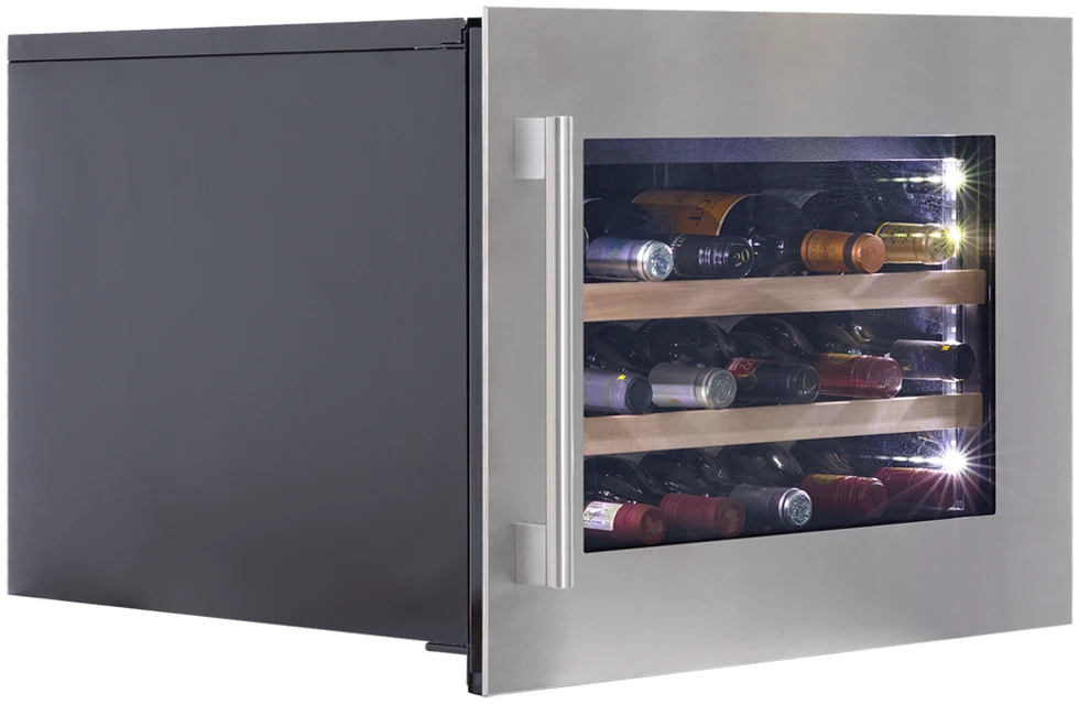 Vitrină de vin încorporabilă Dunavox DVS-25.65DSS Spirit, 2 zone, 25 sticle, 59,5 cm, clasa F, inox [6]