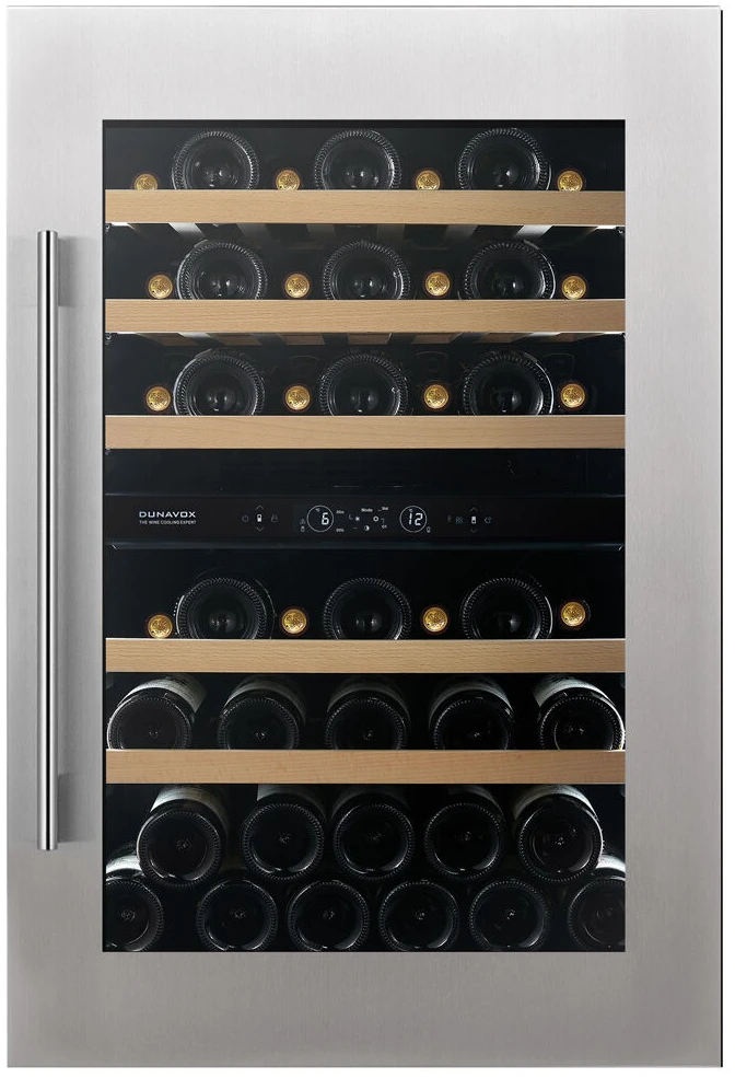 Vitrină de vin încorporabilă Dunavox DVS-44.120DSS Spirit, 2 zone, 44 sticle, 88,2 cm, clasa F, inox [2]