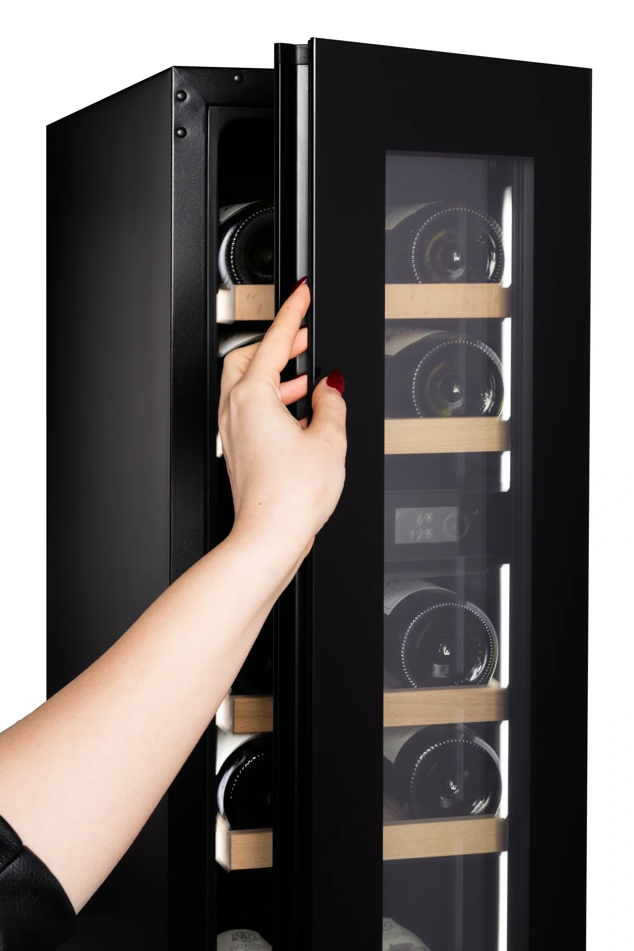 Vitrină de vin încorporabilă sub blat Dunavox DAUF-16.64DBH Flow, 2 zone, 17 sticle, 88 cm, clasa G, negru [4]