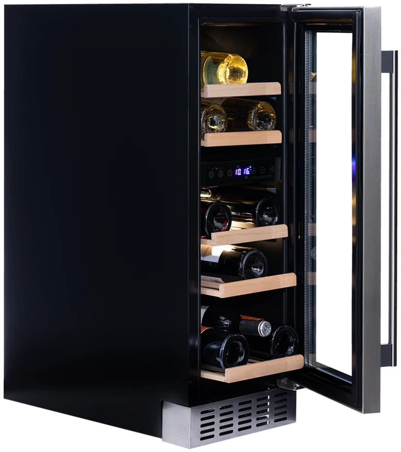 Vitrină de vin încorporabilă sub blat Dunavox DAUF-17.58DB Flow, 2 zone, 17 sticle, 81,5 cm, clasa G, negru [4]