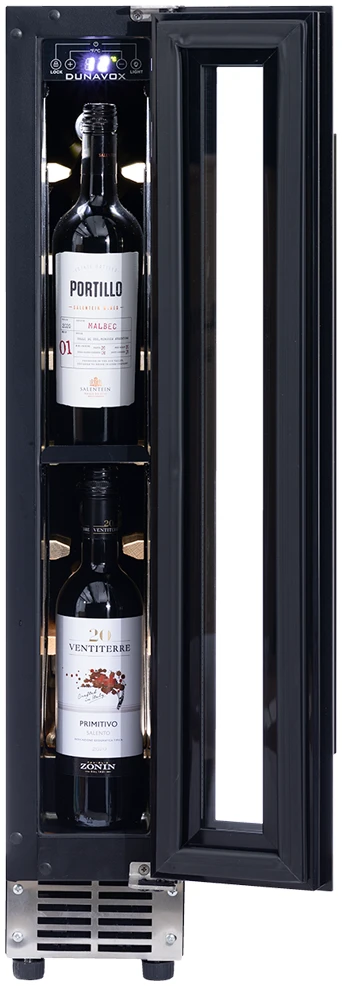 Vitrină de vin încorporabilă sub blat Dunavox DAUF-9.22SS Flow, 1 zonă, 9 sticle, 82 cm, clasa G, inox [3]