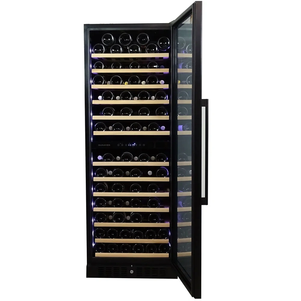 Vitrină de vin independentă sau încorporabilă Dunavox DX-108.330DB Grande, 2 zone, 101 sticle, 167 cm, clasa G, negru [6]