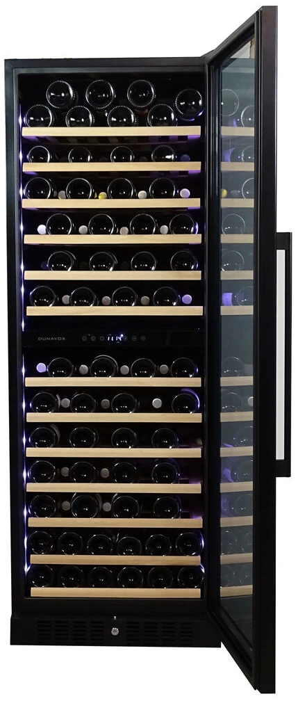 Vitrină de vin independentă sau încorporabilă Dunavox DX-108.330DSS Grande, 2 zone, 101 sticle, 167 cm, clasa G, inox [3]