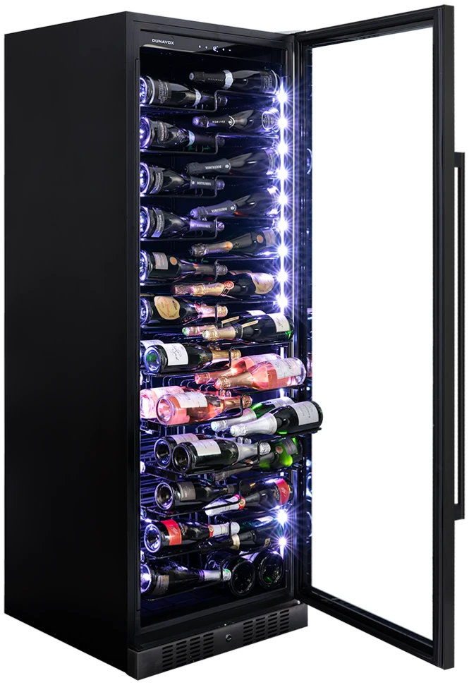Vitrină de vin independentă sau încorporabilă Dunavox DX-143.468B Sera, 1 zonă, 143 sticle, 183,5 cm, clasa G, negru [4]