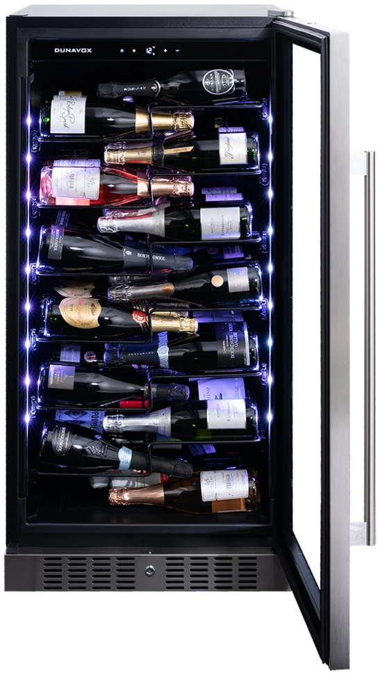 Vitrină de vin independentă sau încorporabilă Dunavox DX-70.258SS Sera, 1 zonă, 70 sticle, 121,5 cm, clasa F, inox [4]