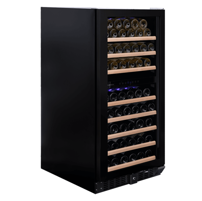 Vitrină de vin independentă sau încorporabilă Dunavox DX-94.270DBK Grande, 2 zone, 94 sticle, 121,5 cm, clasa G, negru [3]