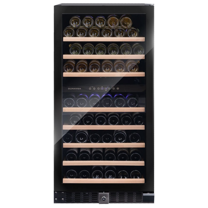 Vitrină de vin independentă sau încorporabilă Dunavox DX-94.270DBK Grande, 2 zone, 94 sticle, 121,5 cm, clasa G, negru [2]
