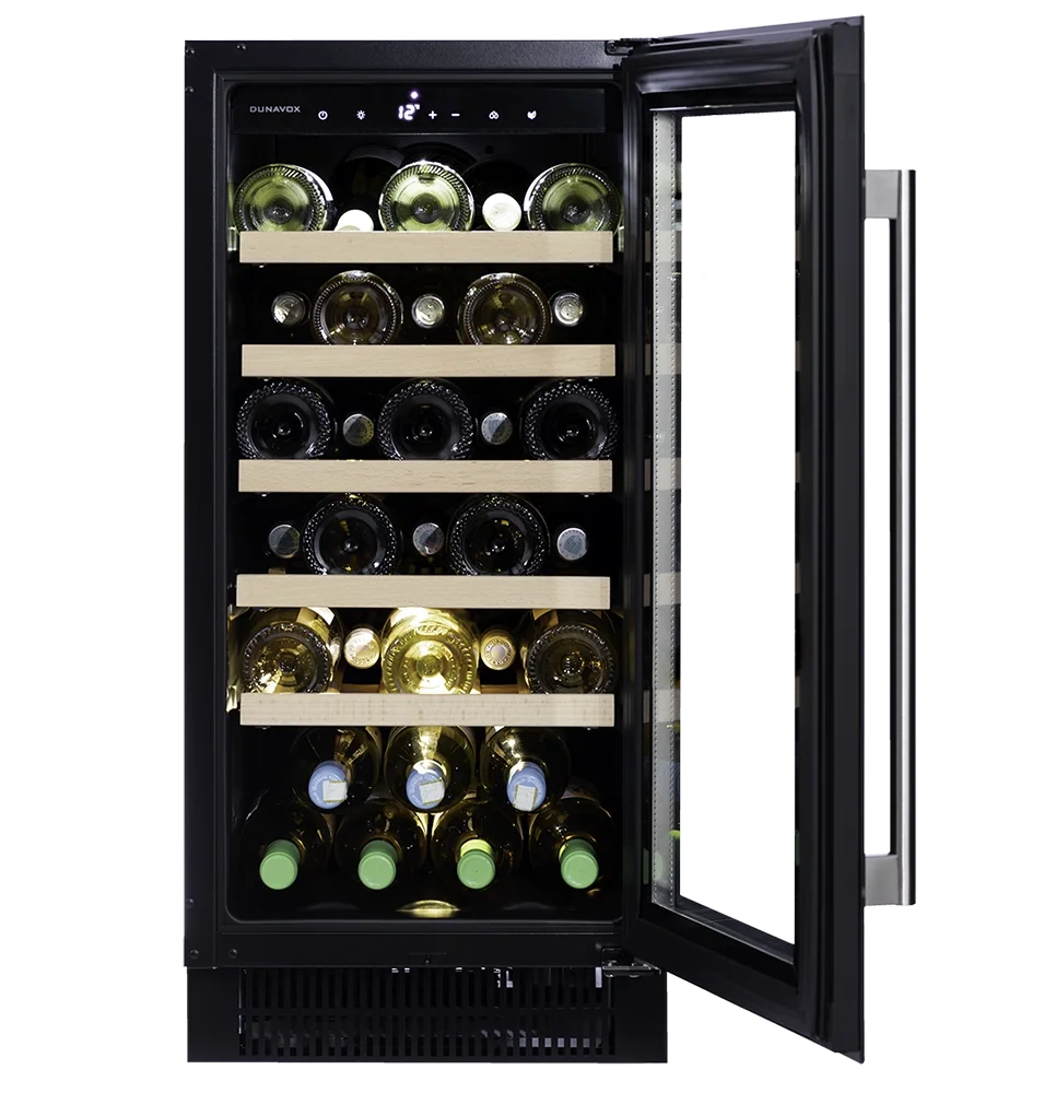 Vitrină de vin sub blat sau independentă Dunavox DAUF-32.83MB Flow, 1 zonă, 32 sticle, 82 cm, clasa F, negru mat [2]