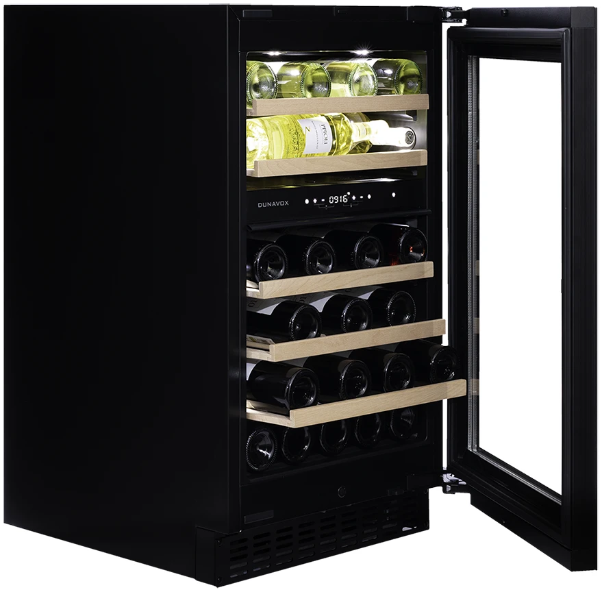 Vitrină de vin sub blat sau independentă Dunavox DAUF-38.100DB.TO Flow, 2 zone, 38 sticle, 82 cm, clasa G, negru [4]