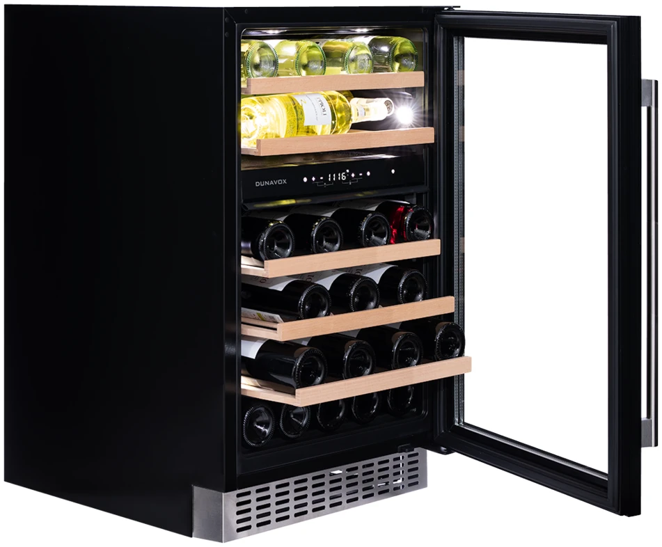 Vitrină de vin sub blat sau independentă Dunavox DAUF-38.100DSS Flow, 2 zone, 38 sticle, 82 cm, clasa G, inox [4]