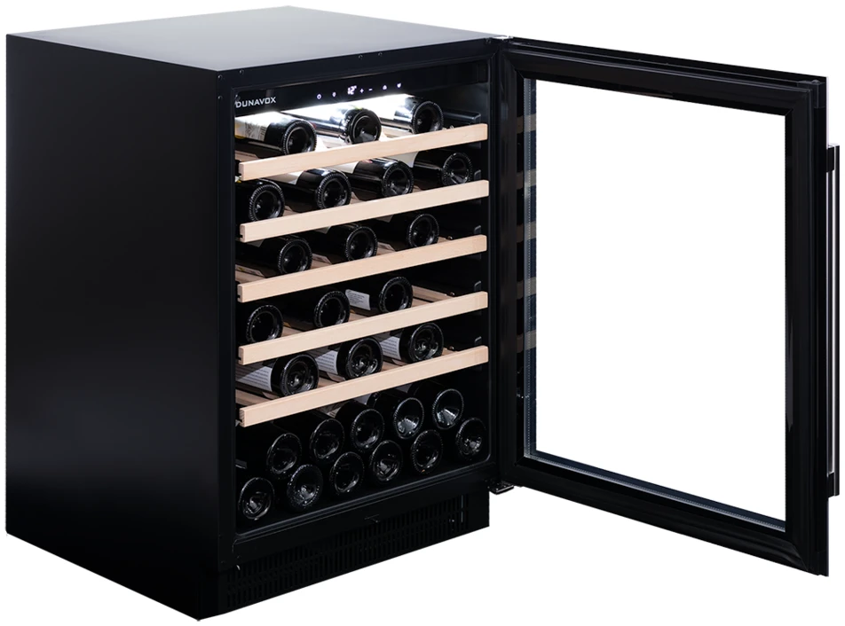 Vitrină de vin sub blat sau independentă Dunavox DAUF-46.138B Flow, 1 zonă, 46 sticle, 82 cm, clasa G, negru [4]