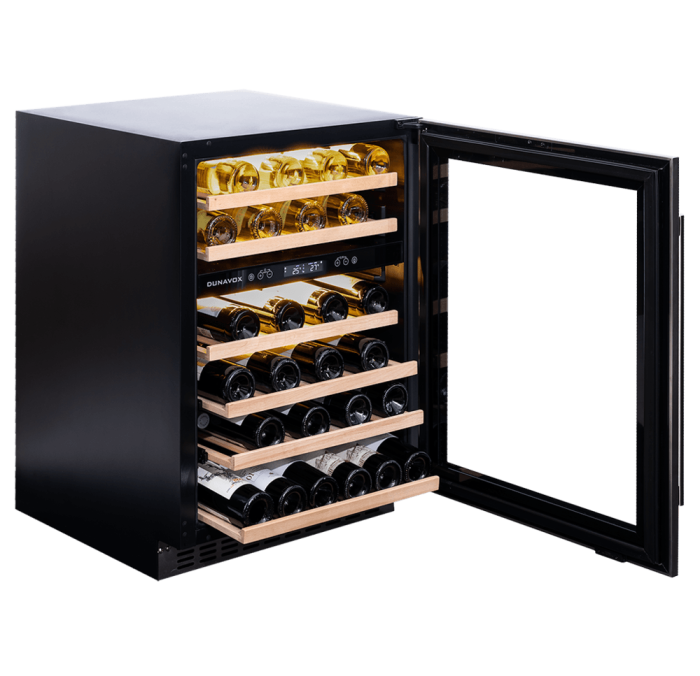 Vitrină de vin sub blat sau independentă Dunavox DAUF-46.145DB Flow, 2 zone, 46 sticle, 82 cm, clasa G, negru [3]