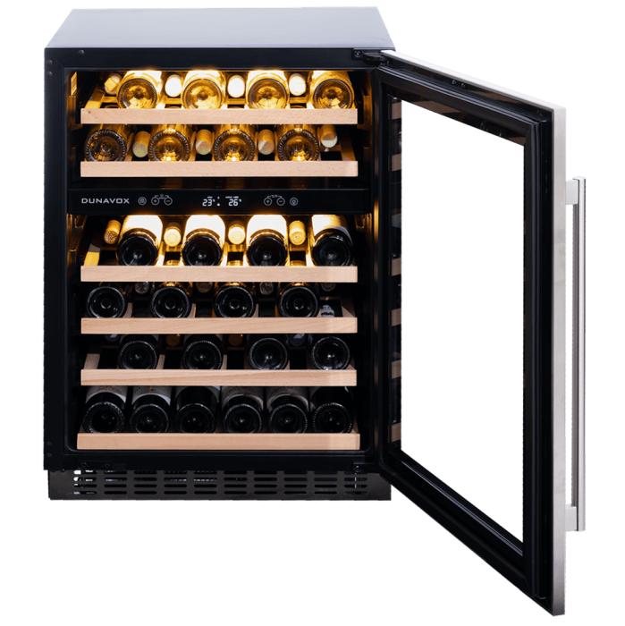 Vitrină de vin sub blat sau independentă Dunavox DAUF-46.145DSS Flow, 2 zone, 46 sticle, 82 cm, clasa G, inox [3]