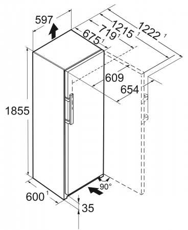 Frigider Independent Liebherr RBsdc 525i, Clasa Valorica Comfort, Culoare stainless steel door with SmartSteel, Clasa de eficienta energetica C, Înălțime 185.5 cm, Volum total 386 l, Emisii de zgomot  [3]