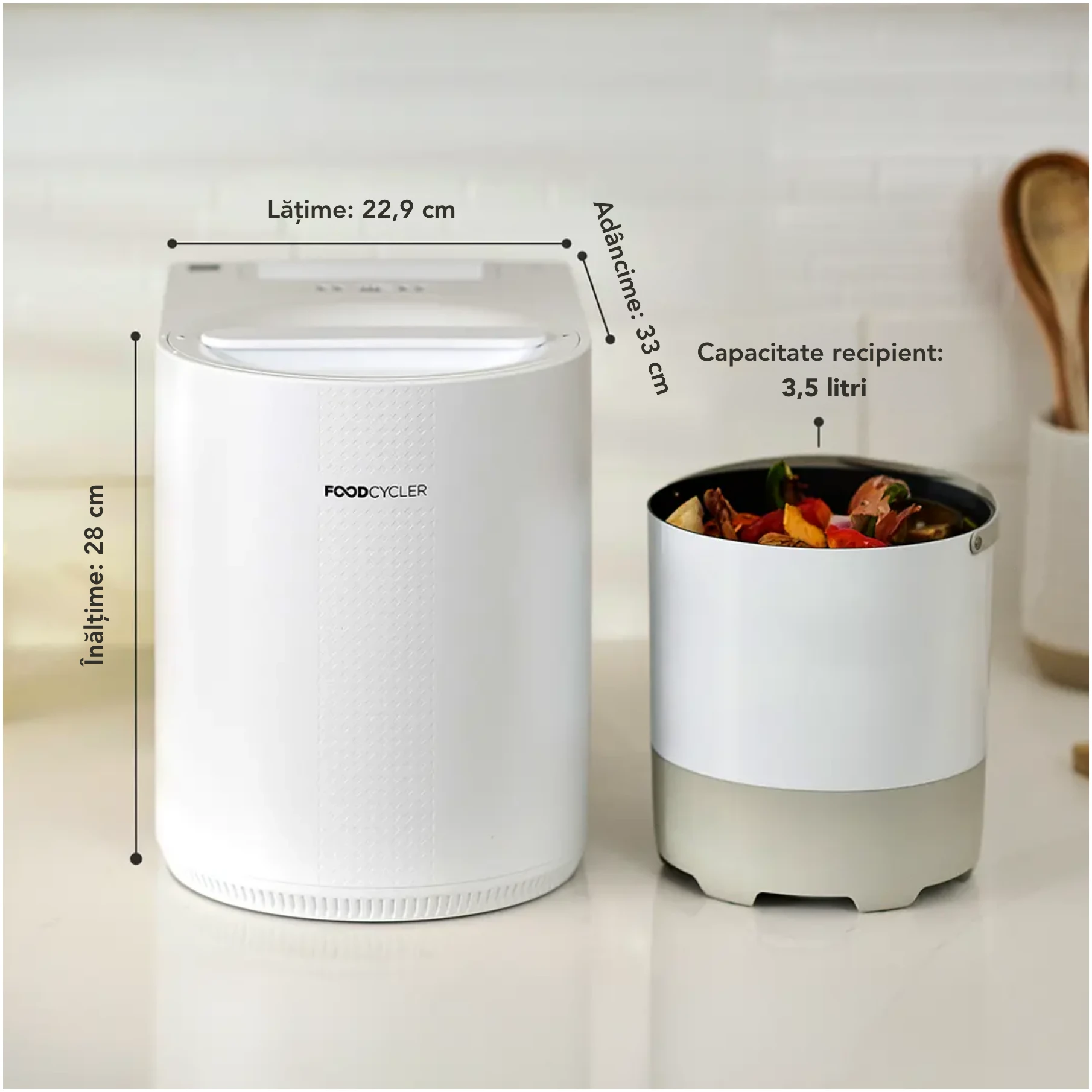 Aparat de reciclare a resturilor alimentare FoodCycler Eco 3, fără miros, 3,5 l, ciclu 4-9 ore, alb [4]