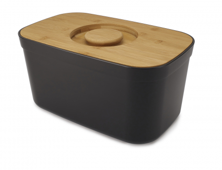 cutie Pentru Paine cu Capac Tocator Negru - Joseph&Joseph