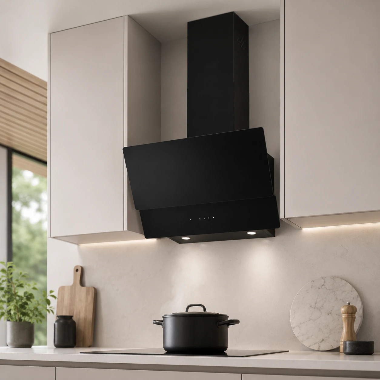 Hotă decorativă PROFF Gemini Touch, 60 cm, max. 781 m³/h, clasa A+, control tactil, sticlă neagră [2]