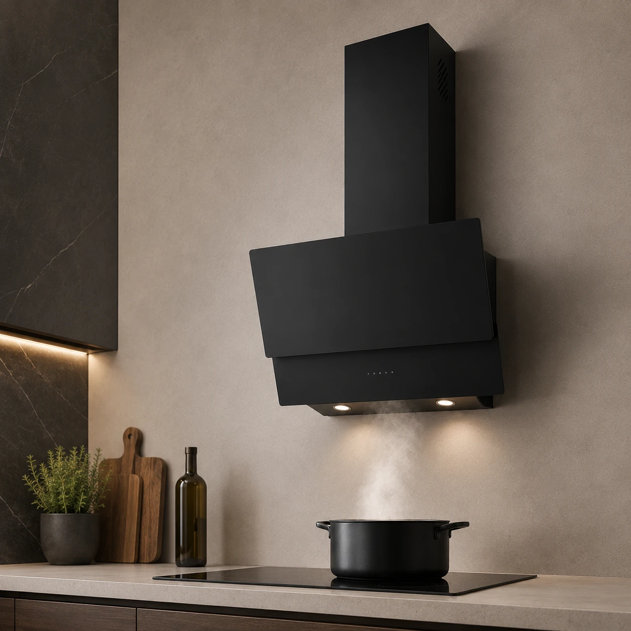 Hotă decorativă PROFF Gemini Touch, 60 cm, max. 781 m³/h, clasa A+, control tactil, sticlă neagră [4]