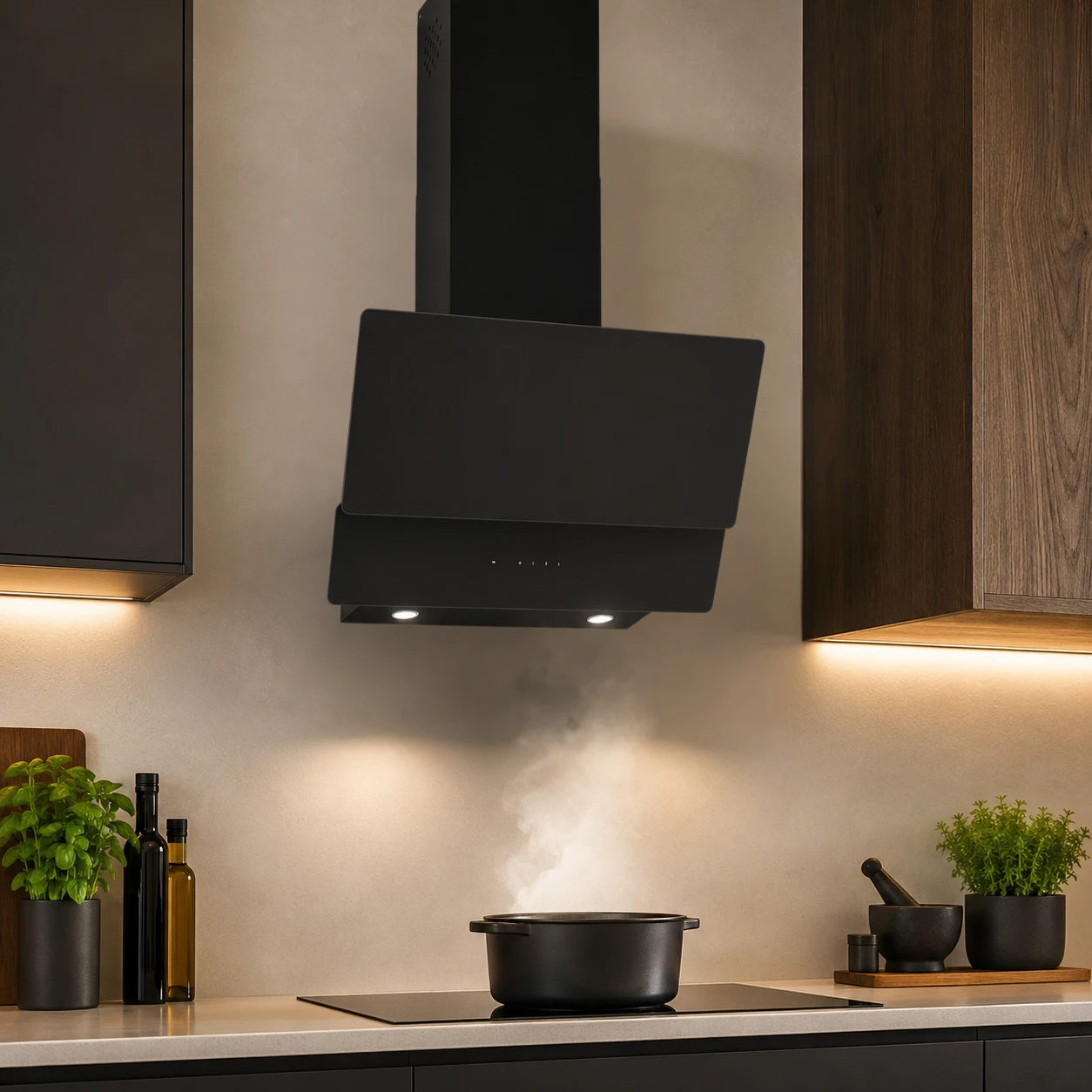 Hotă decorativă PROFF Gemini Touch, 60 cm, max. 781 m³/h, clasa A+, control tactil, sticlă neagră [3]