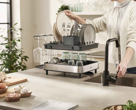Toate produsele - Uscator Vase Inox cu 2 nivele Gri - Joseph&Joseph