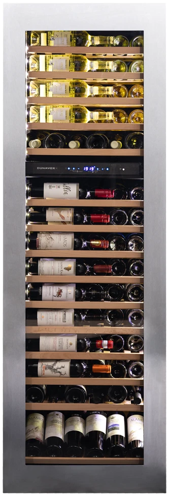 Vitrină de vin Dunavox DAVG-114.288DSS.TO Glance, 2 zone, 114 sticle, 178,4 cm, clasa G, inox [1]