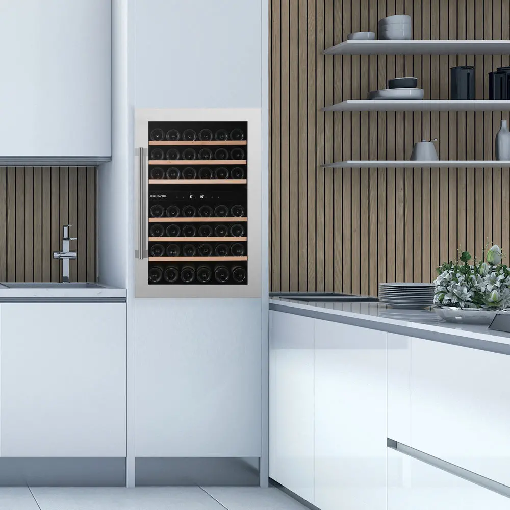 Vitrină de vin încorporabilă Dunavox DAB-42.117DSS Dab, 2 zone, 42 sticle, 88,5 cm, clasa G, inox [1]