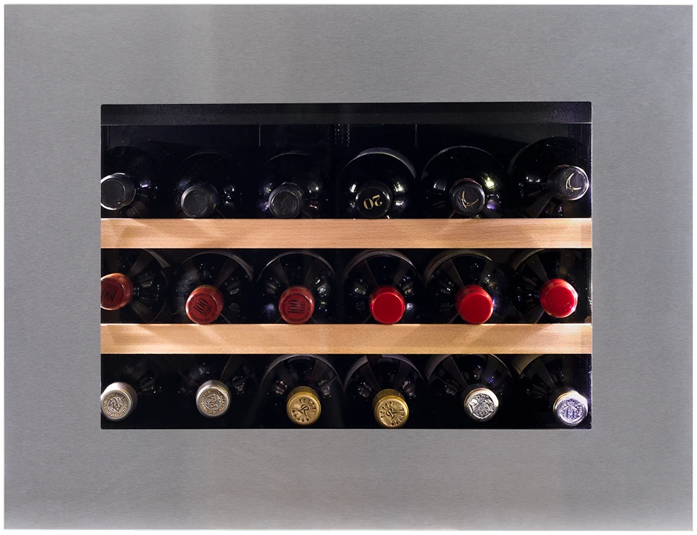 Vitrine de vin Dunavox  - Vitrină de vin încorporabilă Dunavox DAVG-18.46SS.TO Glance, 1 zonă, 18 sticle, 45,5 cm, clasa G, inox