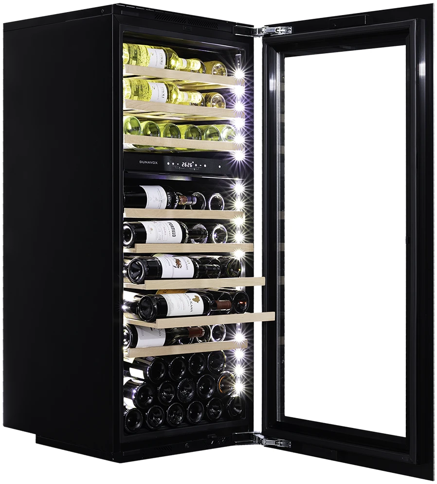 Vitrină de vin încorporabilă Dunavox DAVG-72.185DSS.TO Glance, 2 zone, 72 sticle, 123,4 cm, clasa G, inox [3]