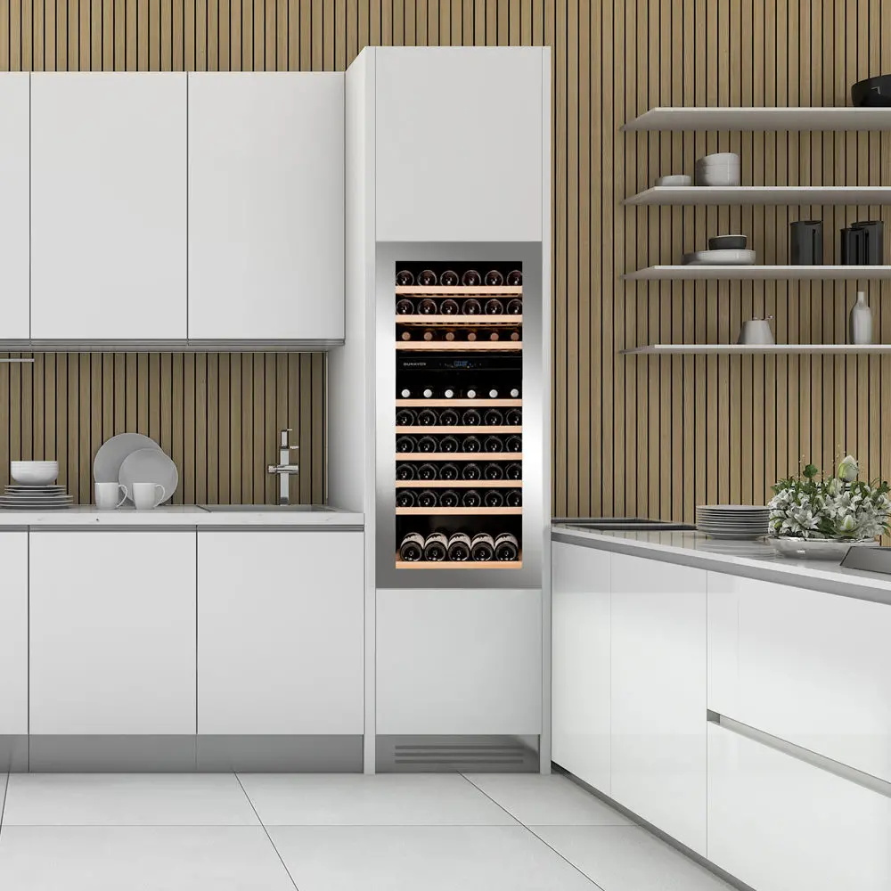 Vitrină de vin încorporabilă Dunavox DAVG-72.185DSS.TO Glance, 2 zone, 72 sticle, 123,4 cm, clasa G, inox [1]