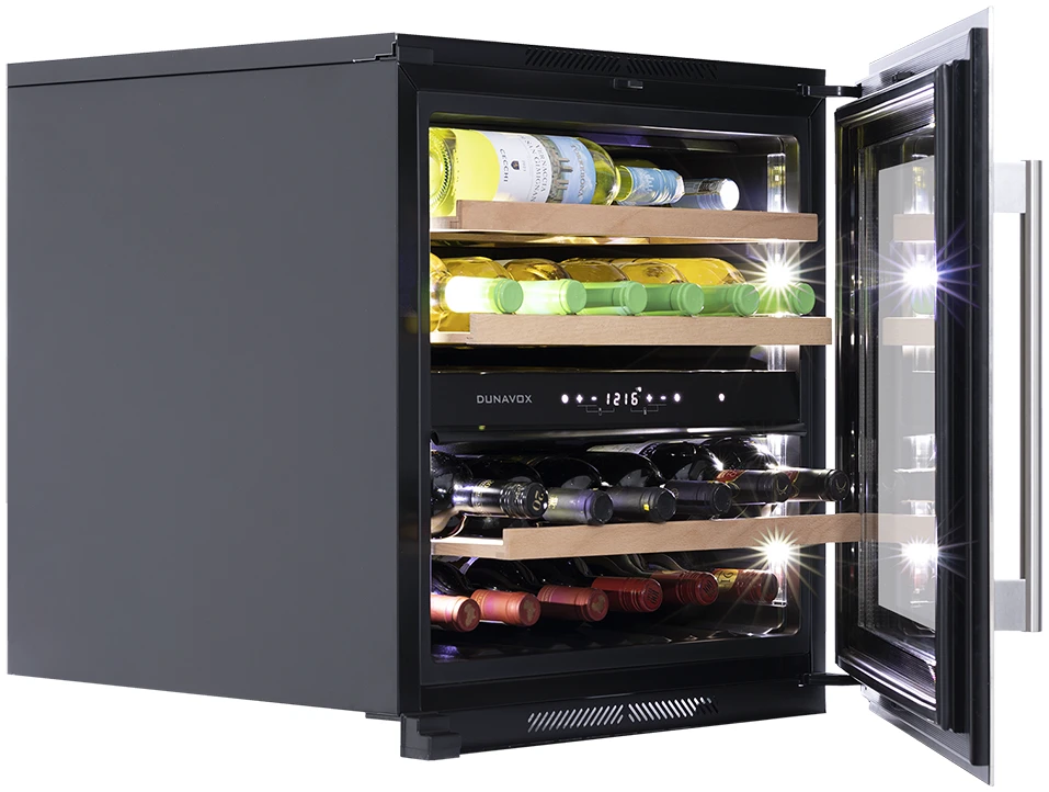 Vitrină de vin încorporabilă Dunavox DAVS-25.63DSS Soul, 2 zone, 25 sticle, 59,5 cm, clasa G, inox [4]