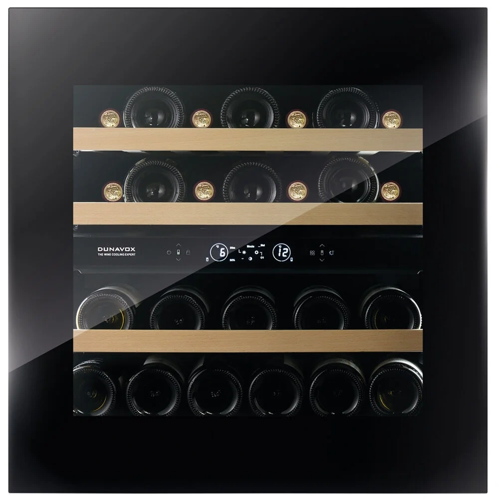 Vitrine de vin Dunavox  - Vitrină de vin încorporabilă Dunavox DVH-25.65DB.TO Horizon, 2 zone, 25 sticle, 59,5 cm, clasa F, negru