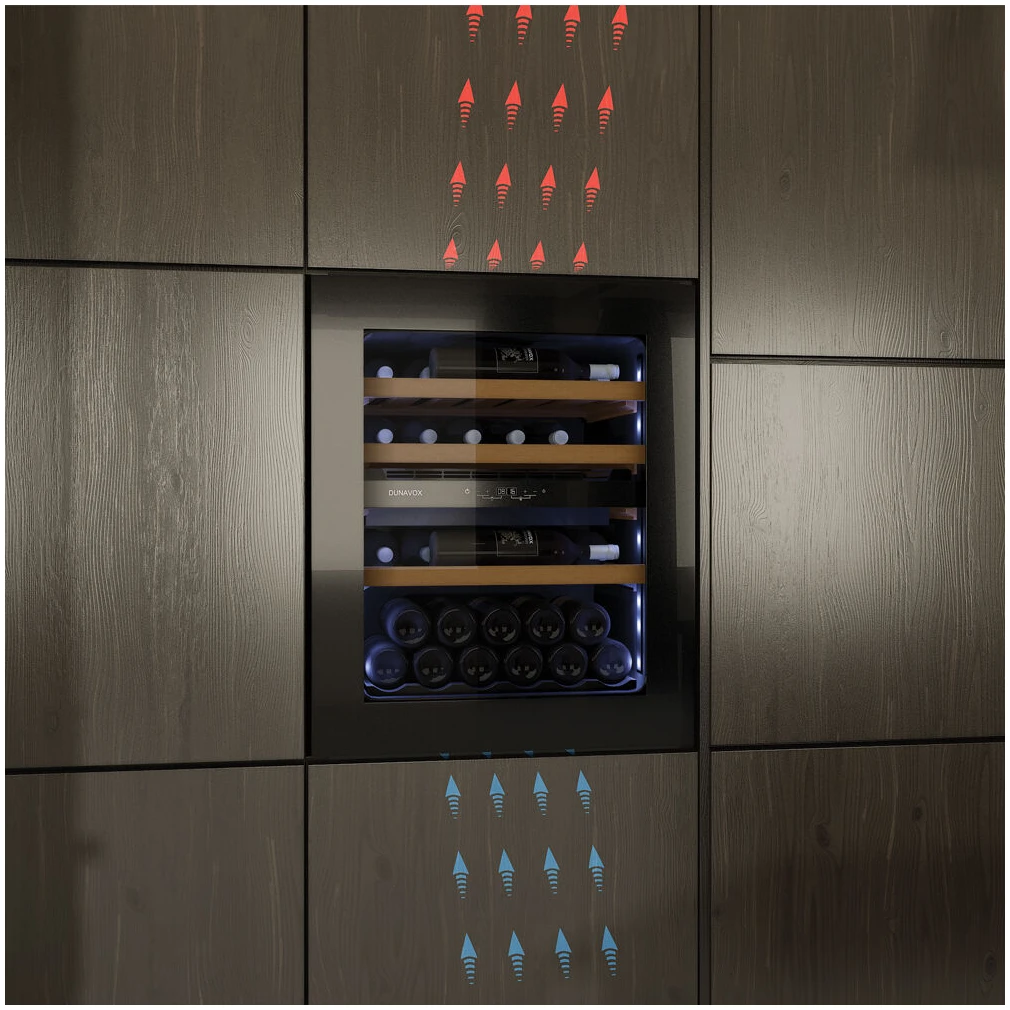 Vitrină de vin încorporabilă Dunavox DVH-70.185DSS.TO Horizon, 2 zone, 70 sticle, 123,5 cm, clasa F, inox [3]