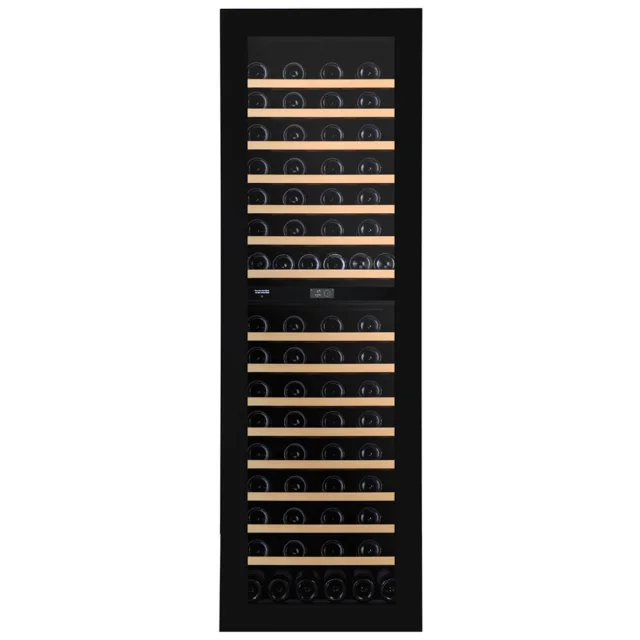 Vitrine de vin Dunavox  - Vitrină de vin încorporabilă Dunavox DVN-109.291DB.TO Noble, 2 zone, 109 sticle, 178,4 cm, clasa G, negru