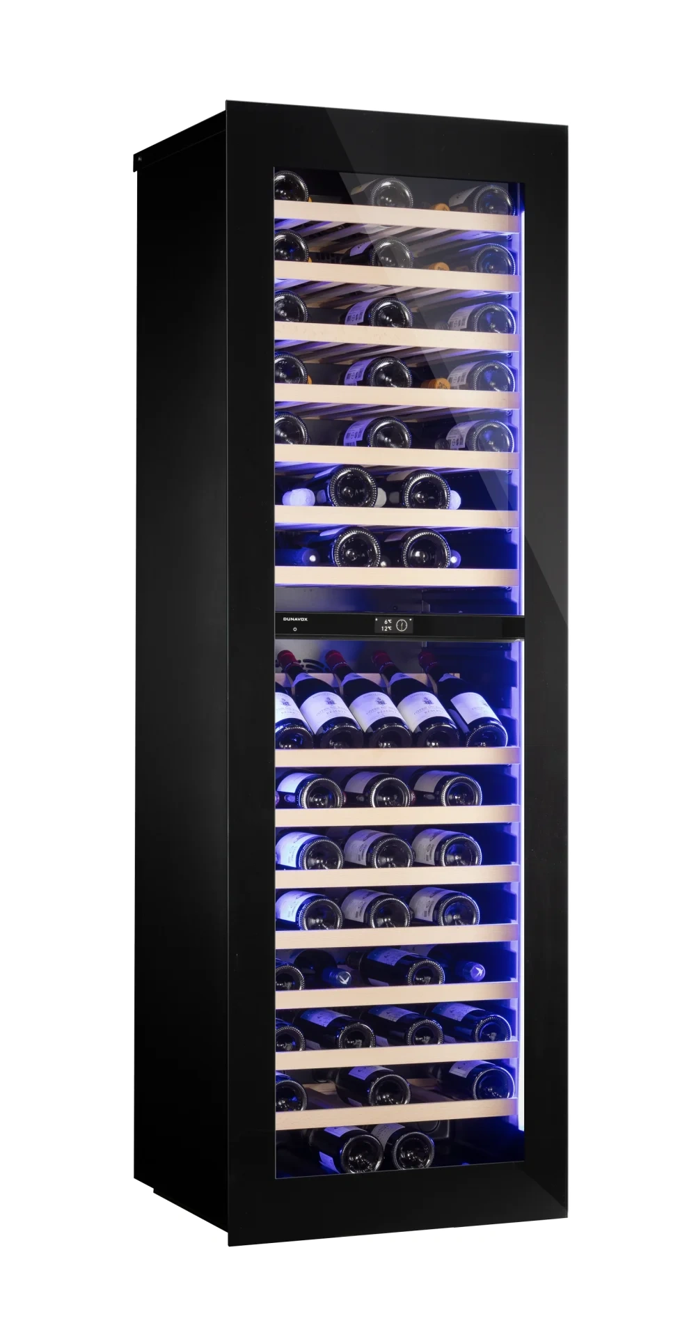 Vitrine de vin Dunavox  - Vitrină de vin încorporabilă Dunavox DVN-109.291DOP.TO Noble, 2 zone, 109 sticle, 178,4 cm, clasa G, pentru panou de mobilier