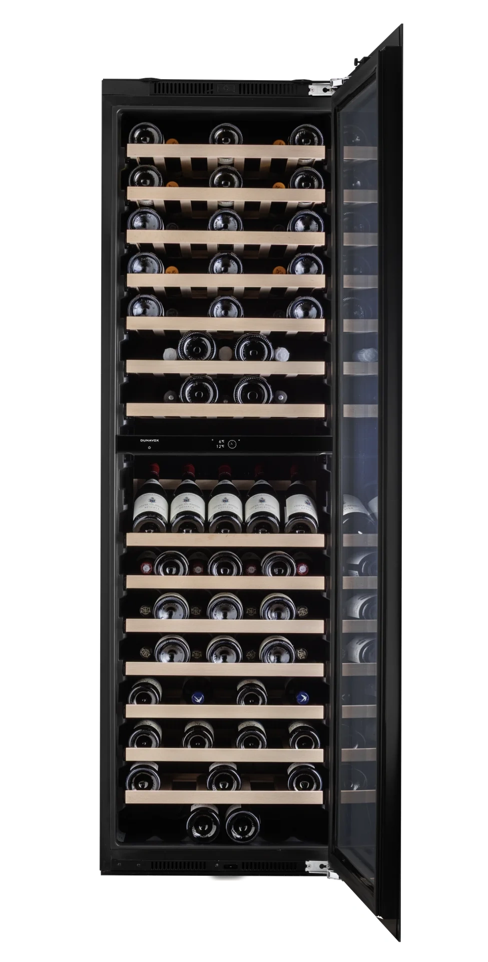 Vitrină de vin încorporabilă Dunavox DVN-109.291DOP.TO Noble, 2 zone, 109 sticle, 178,4 cm, clasa G, pentru panou de mobilier [3]