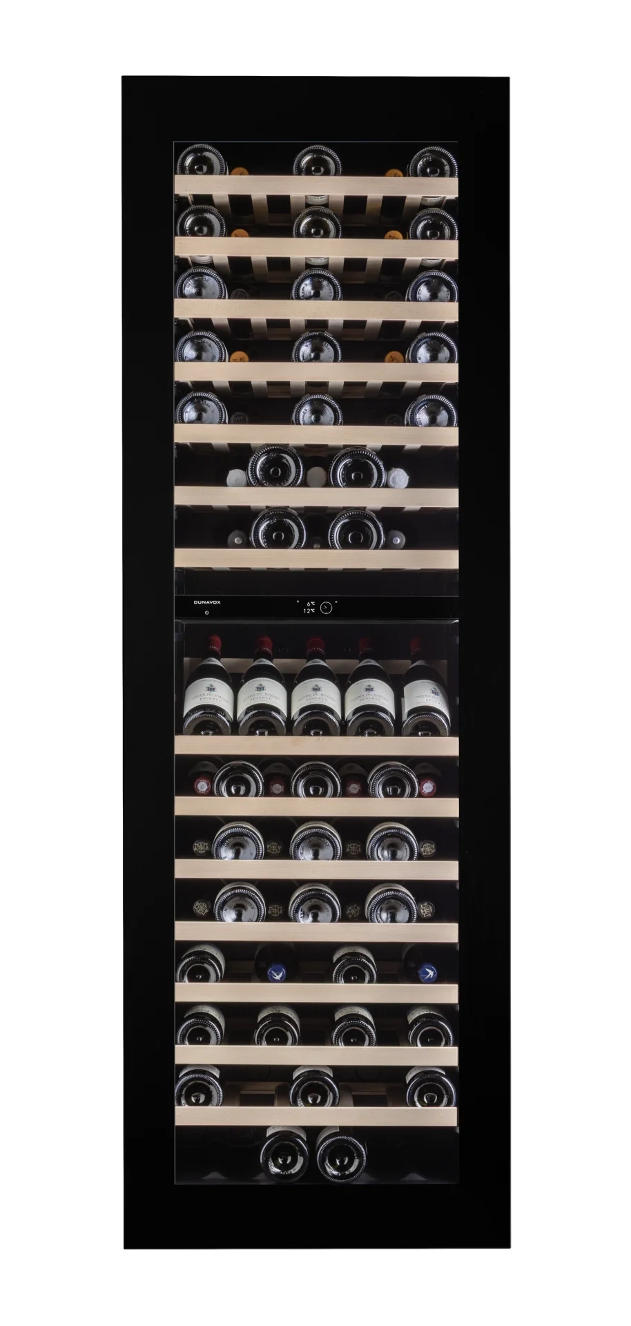 Vitrină de vin încorporabilă Dunavox DVN-109.291DOP.TO Noble, 2 zone, 109 sticle, 178,4 cm, clasa G, pentru panou de mobilier [1]