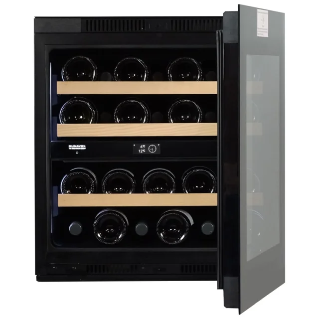 Vitrină de vin încorporabilă Dunavox DVN-25.65DB.TO Noble, 2 zone, 25 sticle, 59,5 cm, clasa F, negru [6]