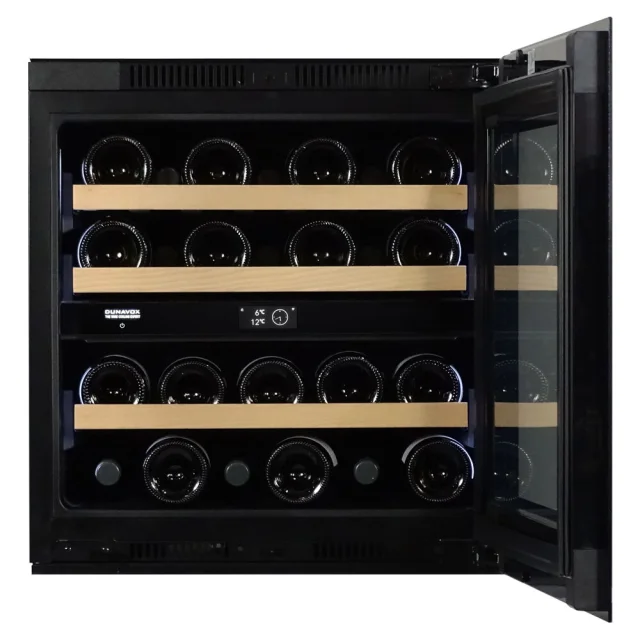 Vitrină de vin încorporabilă Dunavox DVN-25.65DB.TO Noble, 2 zone, 25 sticle, 59,5 cm, clasa F, negru [3]