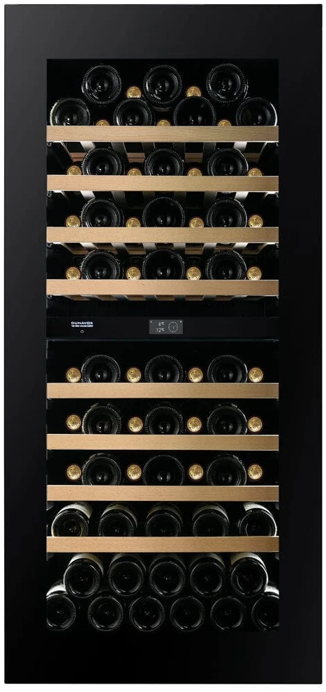 Vitrine de vin Dunavox  - Vitrină de vin încorporabilă Dunavox DVN-70.185DB.TO Noble, 2 zone, 70 sticle, 123,5 cm, clasa F, negru