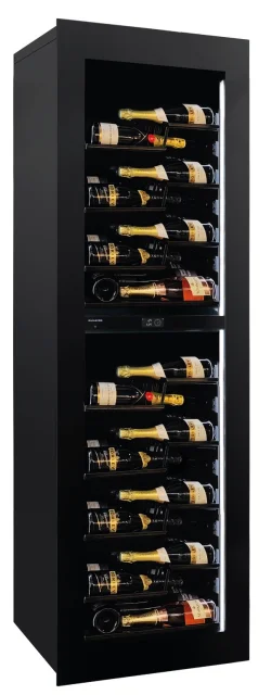 Vitrine de vin Dunavox  - Vitrină de vin încorporabilă Dunavox DVN-72.291DB.TO Noble, 2 zone, 72 sticle, 178,4 cm, clasa G, negru