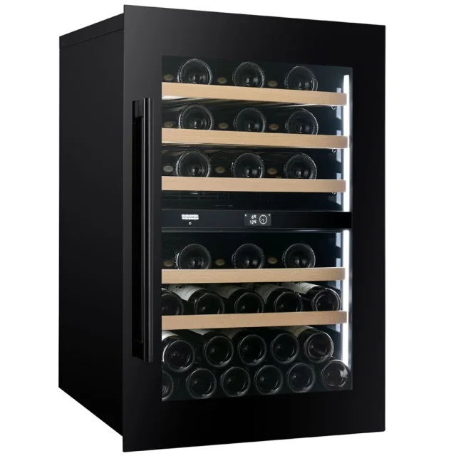 Vitrină de vin încorporabilă Dunavox DVP-44.120DB Prime, 2 zone, 44 sticle, 88,2 cm, clasa F, negru [7]