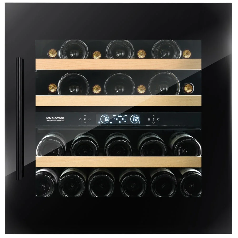 Vitrine de vin Dunavox  - Vitrină de vin încorporabilă Dunavox DVS-25.65DC Spirit, 2 zone, 25 sticle, 59,5 cm, clasa F, culoare RAL personalizabilă