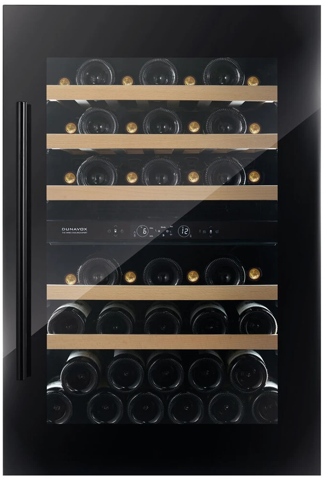 Vitrină de vin încorporabilă Dunavox DVS-44.120DB Spirit, 2 zone, 44 sticle, 88,2 cm, clasa F, negru [1]