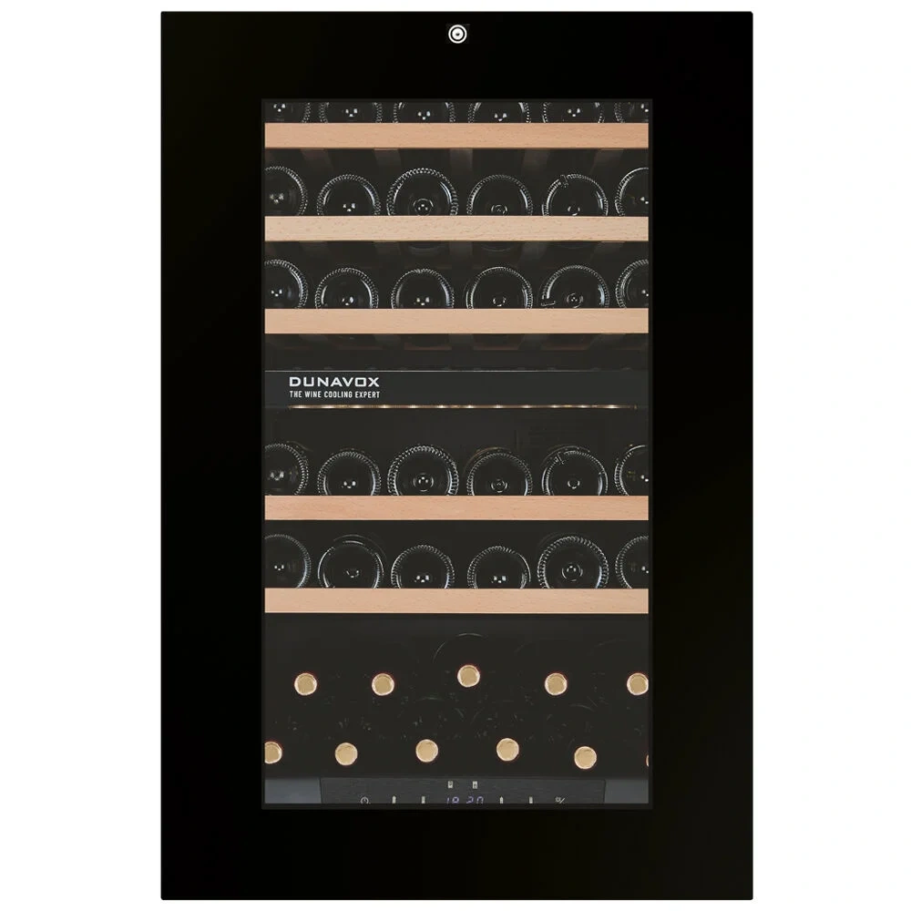 Vitrine de vin Dunavox  - Vitrină de vin încorporabilă Dunavox DXB-42.100DB.TO Balance, 2 zone, 42 sticle, 88,5 cm, clasa G, negru