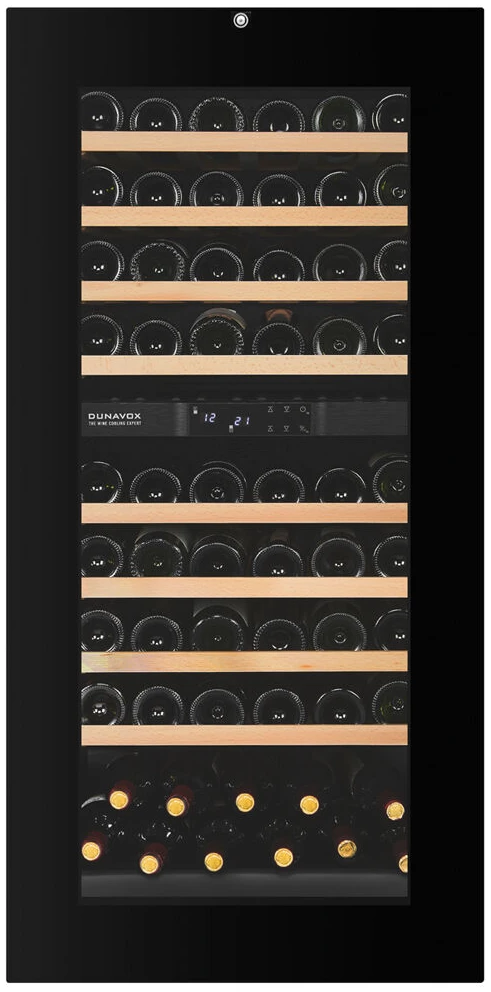 Vitrine de vin Dunavox  - Vitrină de vin încorporabilă Dunavox DXB-65.154DB.TO Balance, 2 zone, 65 sticle, 123,3 cm, clasa G, negru