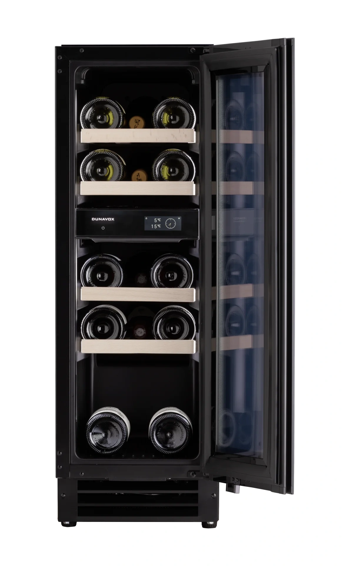 Vitrină de vin încorporabilă sub blat Dunavox DAUF-16.64DBH Flow, 2 zone, 17 sticle, 88 cm, clasa G, negru [4]