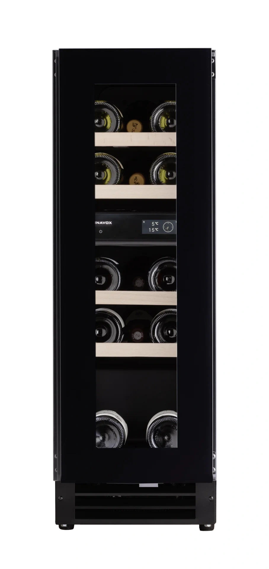 Vitrine de vin Dunavox  - Vitrină de vin încorporabilă sub blat Dunavox DAUF-16.64DBH Flow, 2 zone, 17 sticle, 88 cm, clasa G, negru